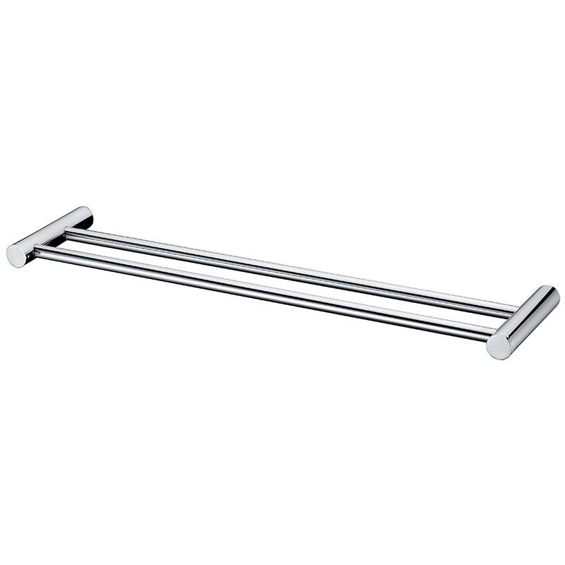 aothpher chrome 60cm wall-mounted bathroom mirror poish towel bars towels racks stainless double towel rack for bathroom kitchen