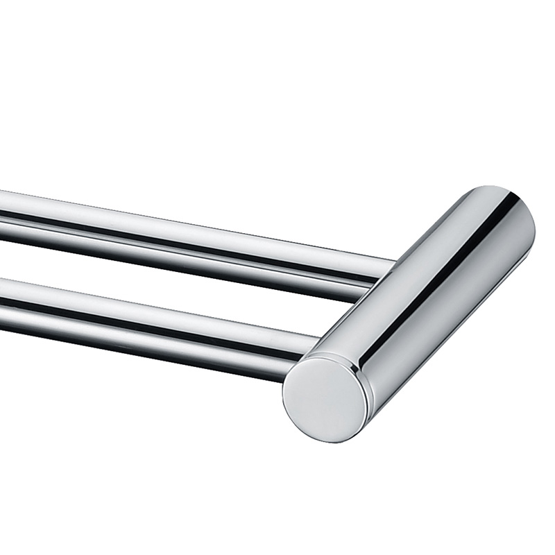 aothpher chrome 60cm wall-mounted bathroom mirror poish towel bars towels racks stainless double towel rack for bathroom kitchen