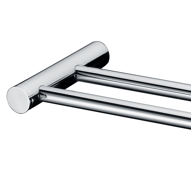 aothpher chrome 60cm wall-mounted bathroom mirror poish towel bars towels racks stainless double towel rack for bathroom kitchen