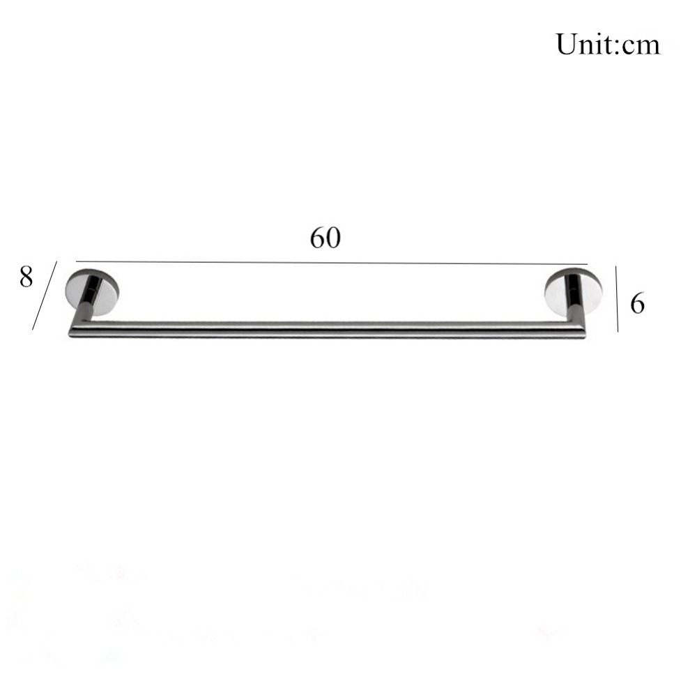 aothpher chrome 60cm wall-mounted bathroom mirror poish towel bars towels racks stainless single towel rack for bathroom kitchen