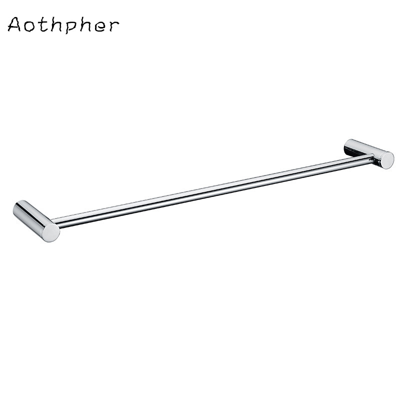 aothpher chrome 60cm wall-mounted bathroom mirror poish towel bars towels racks stainless single towel rack for bathroom kitchen