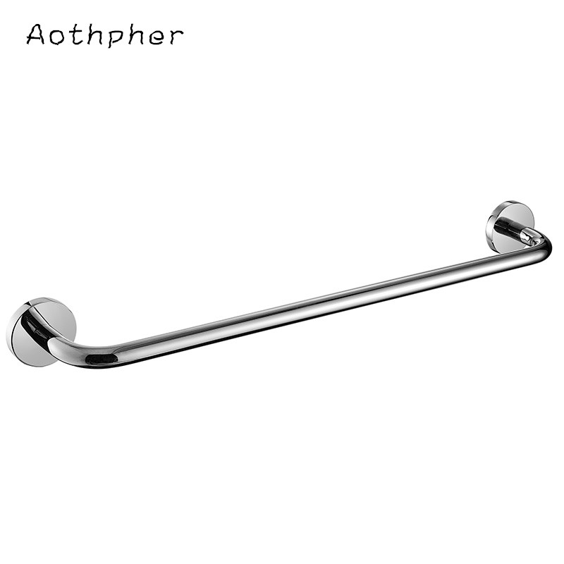 aothpher chrome 60cm wall-mounted bathroom mirror polish towel bars towels racks stainless single towel bar for bathroom kitchen