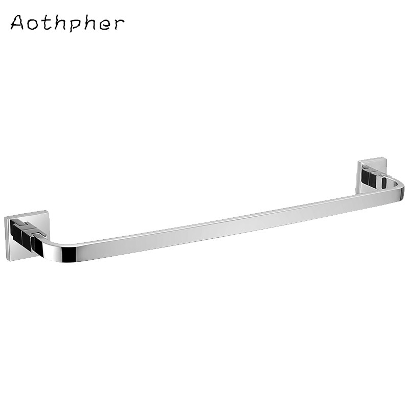 aothpher chrome 60cm wall-mounted bathroom mirror polish towel bars towels racks stainless single towel bar for bathroom kitchen