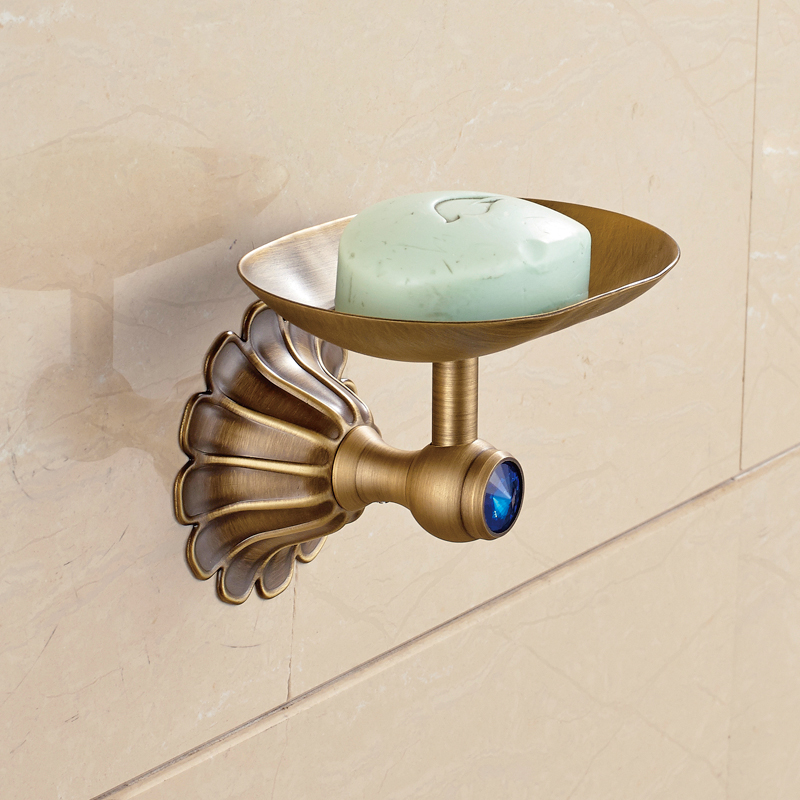 aothpher classic brass lily-shaped soap dish soap storage wall-mounted soap holder container for bath shower bathroom product