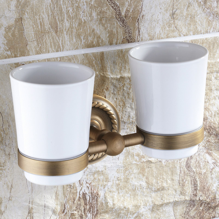 aothpher embedded wall mounted bathroom accessories european style golden copper double toothbrush tumbler&cup holder