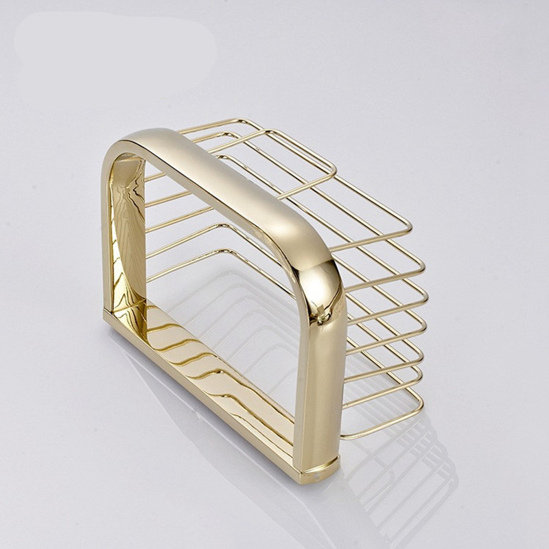 aothpher golden chrome square holder bathroom accessories toilet basket wall-mounted roll tissue holder bathroom