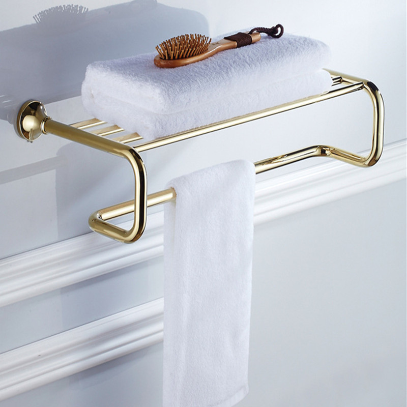 aothpher modern 60 cm brass made gold finished towel racks in bathroom accessories towel shelf wall mounted towel rail for bath