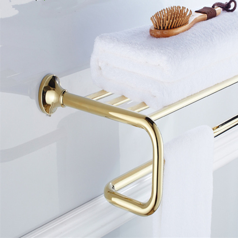 aothpher modern 60 cm brass made gold finished towel racks in bathroom accessories towel shelf wall mounted towel rail for bath