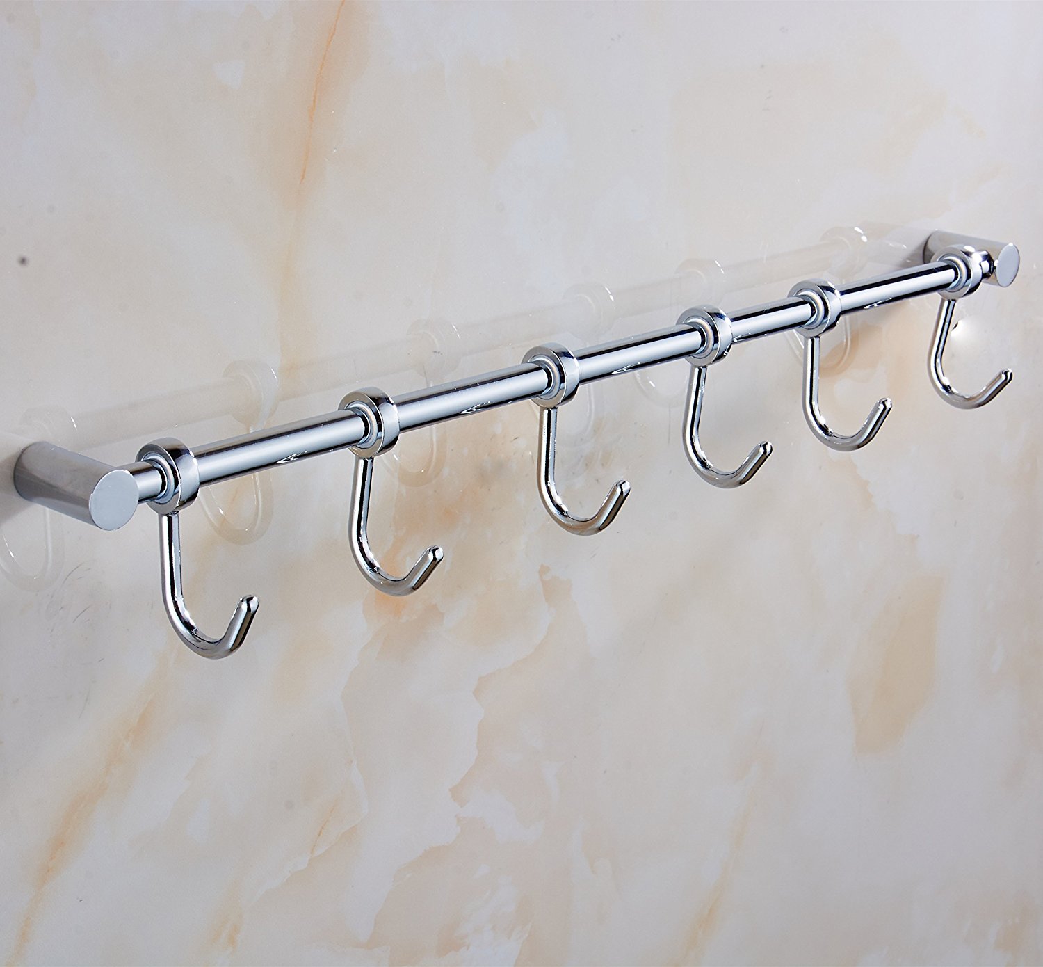 aothpher mordern wall mounted towel hook kitchen rail/coat rack ,brass made bed room robe hook with 6 hooks, chrome finished