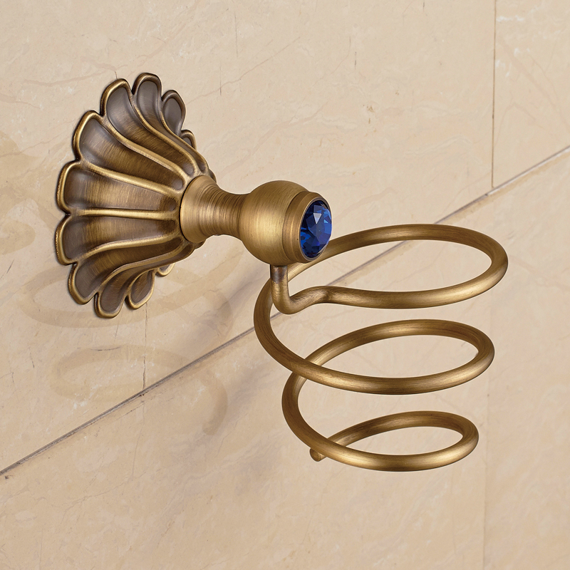 aothpher retro hairdryer twisted holder household wall-mounted space-saving hairdryer frame brass holder bathroom hardware