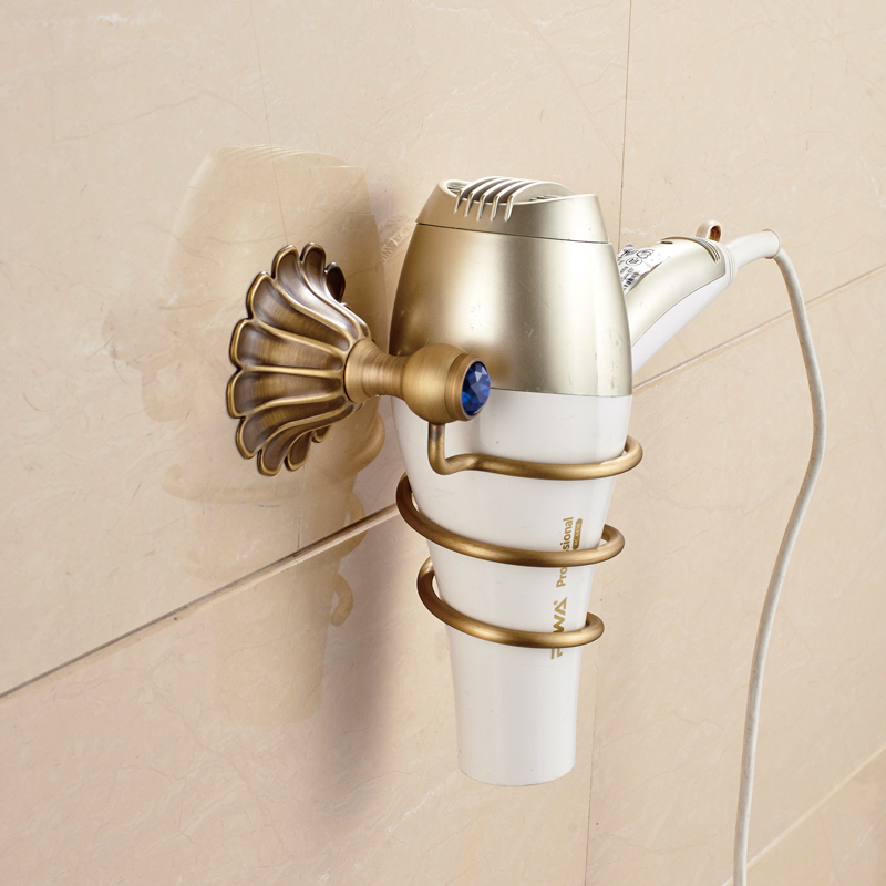 aothpher retro hairdryer twisted holder household wall-mounted space-saving hairdryer frame brass holder bathroom hardware