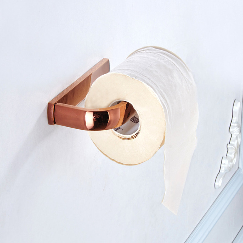 aothpher rose gold paper roll holder bathroom accessories toilet paper holder basket wall-mounted roll tissue holder bathroom