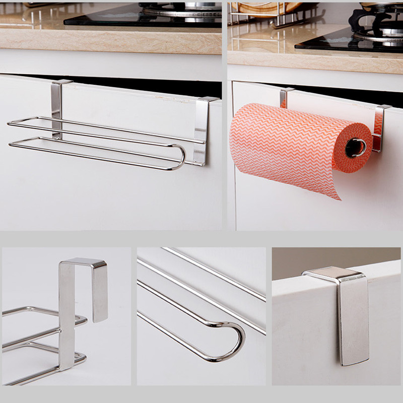 aothpher stainless steel hanger roll towel holder rack space save roll paper shelf hanging rack holder