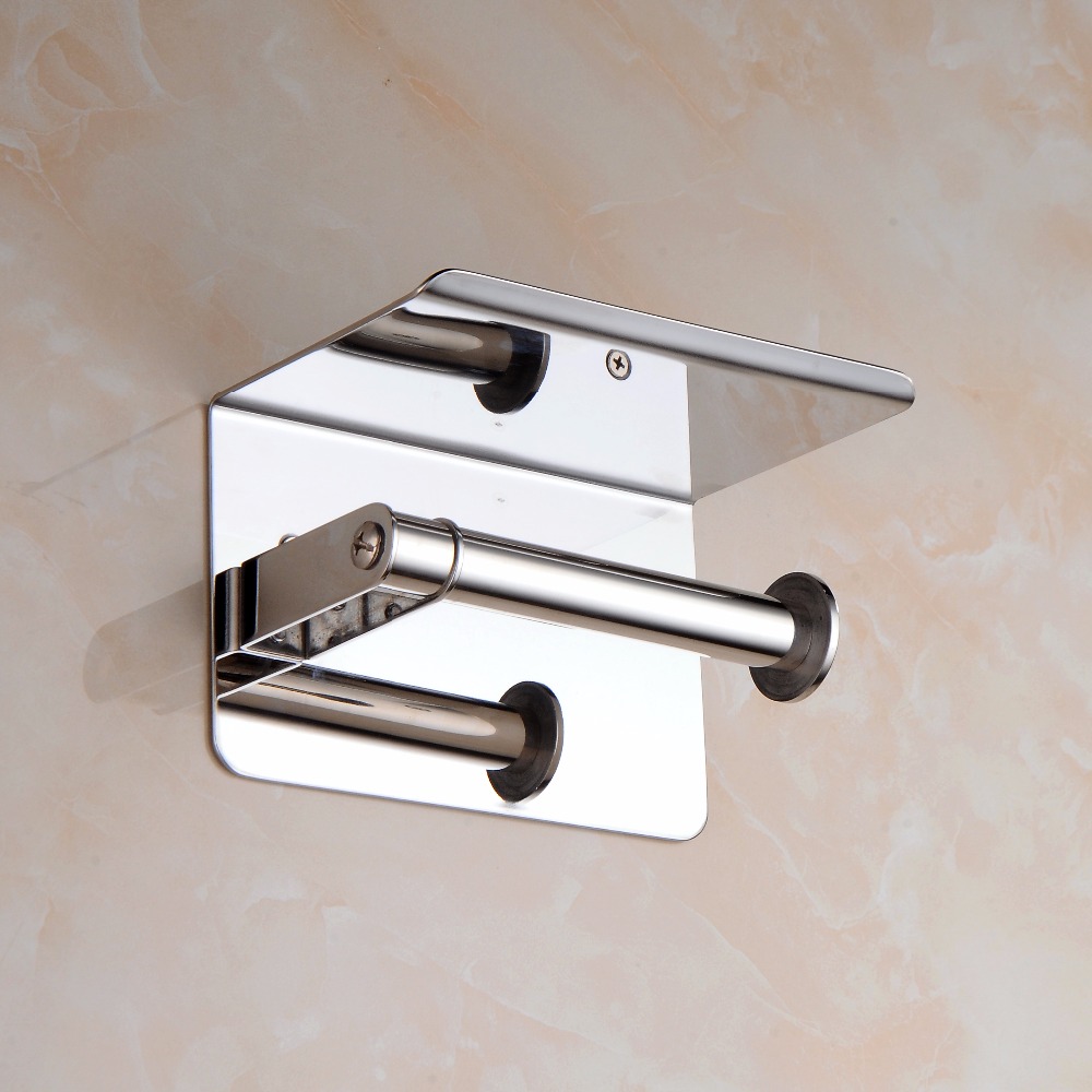 aothpher stainless steel toilet paper holder chrome wall mount bathroom lavatory rolling toilet holder hold mobile phone shelf