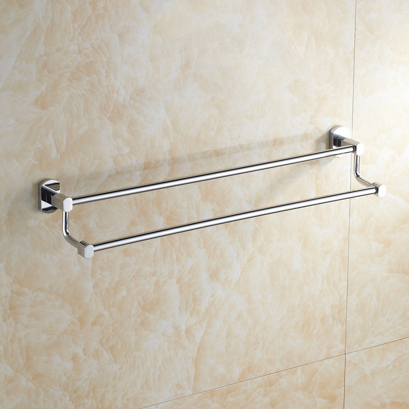 aothpher stainless steel wall-mounted bathroom double towel bar 60 cm length chrome bathroom accessories tower rack