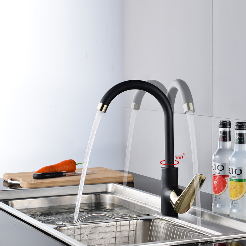 bakala 360 degree rotating copper black kitchen faucet and cold water vegetables basin sink mixer tap br-119