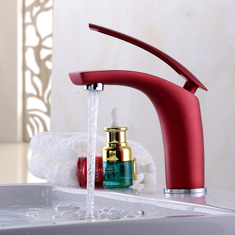 bakala 6 colorful painted basin faucets &cold mixer bathroom basin tap brass gold/chorme/white/red/black faucet crane br-1526