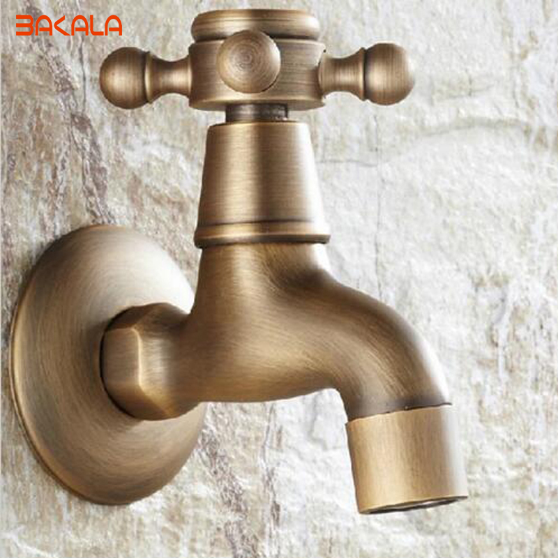 bakala antique brass finish bathroom wall mount washing machine water faucet taps mixer gz-8402