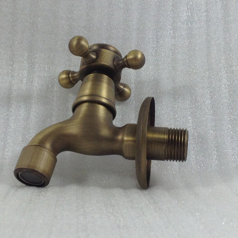 bakala antique brass finish bathroom wall mount washing machine water faucet taps mixer gz-8402