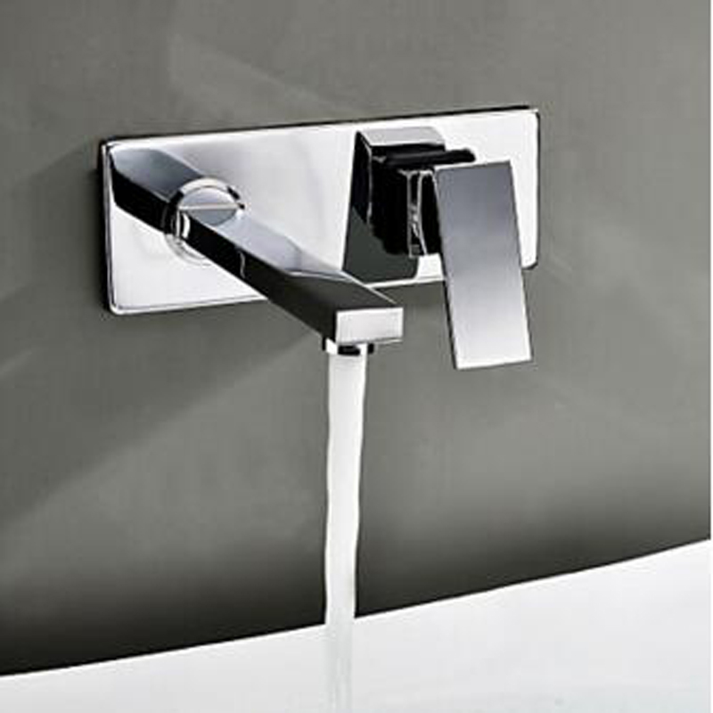 bakala bathroom basin sink faucet wall mounted square chrome brass mixer tap