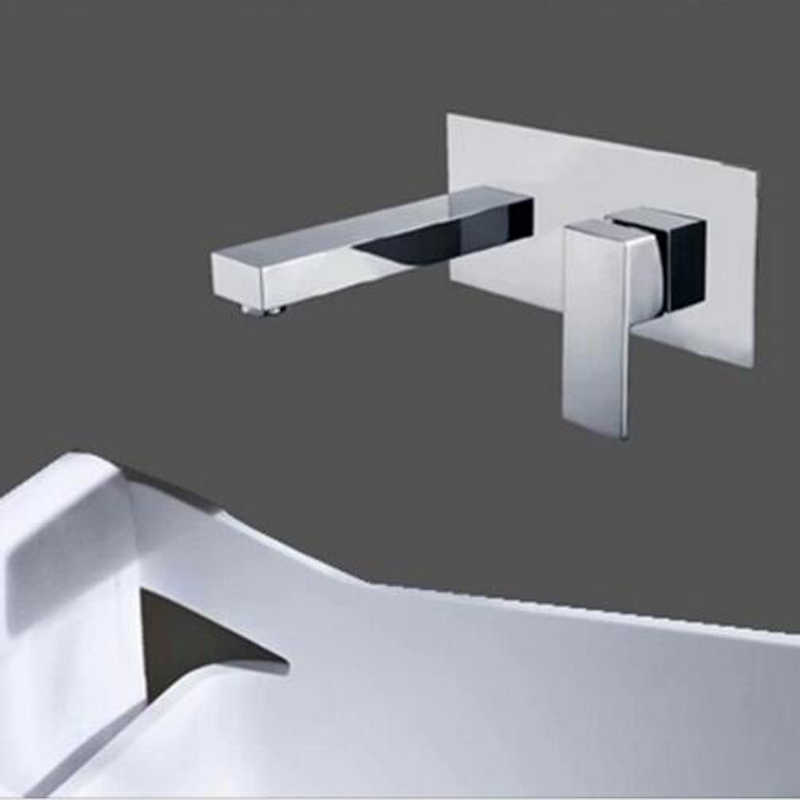 bakala bathroom basin sink faucet wall mounted square chrome brass mixer tap