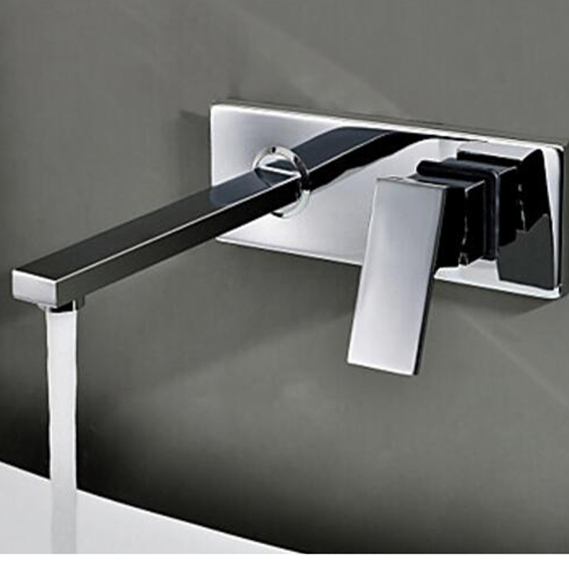 bakala bathroom basin sink faucet wall mounted square chrome brass mixer tap