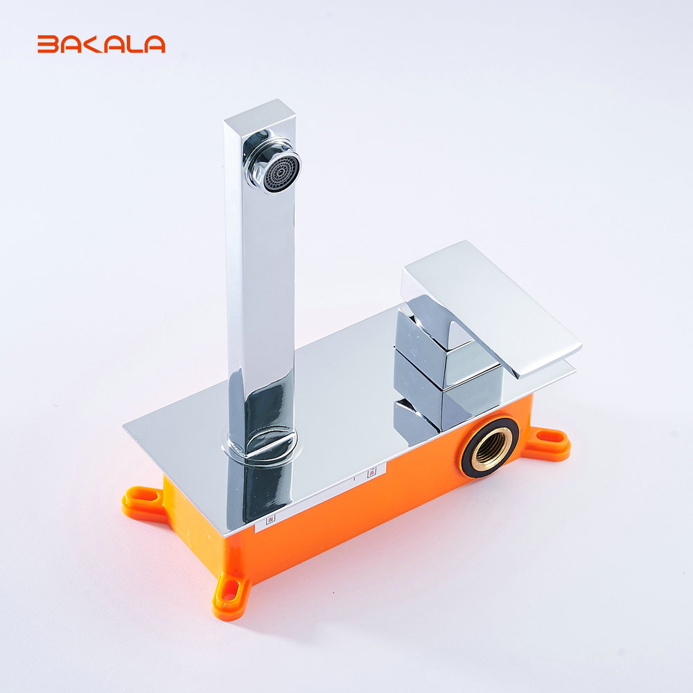 bakala bathroom basin sink faucet wall mounted square chrome brass mixer tap with embedded box lt-320r