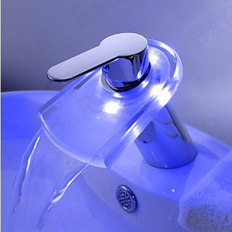 bakala brass chromed sink faucet single handle single hole led with bathroom tap mixer lh-8069