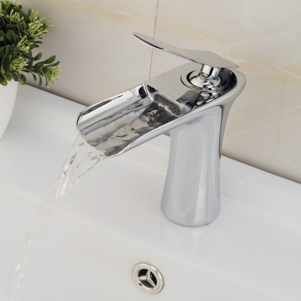 bakala chrome and white color finish waterfall bathroom faucet bathroom basin mixer tap with and cold water511a