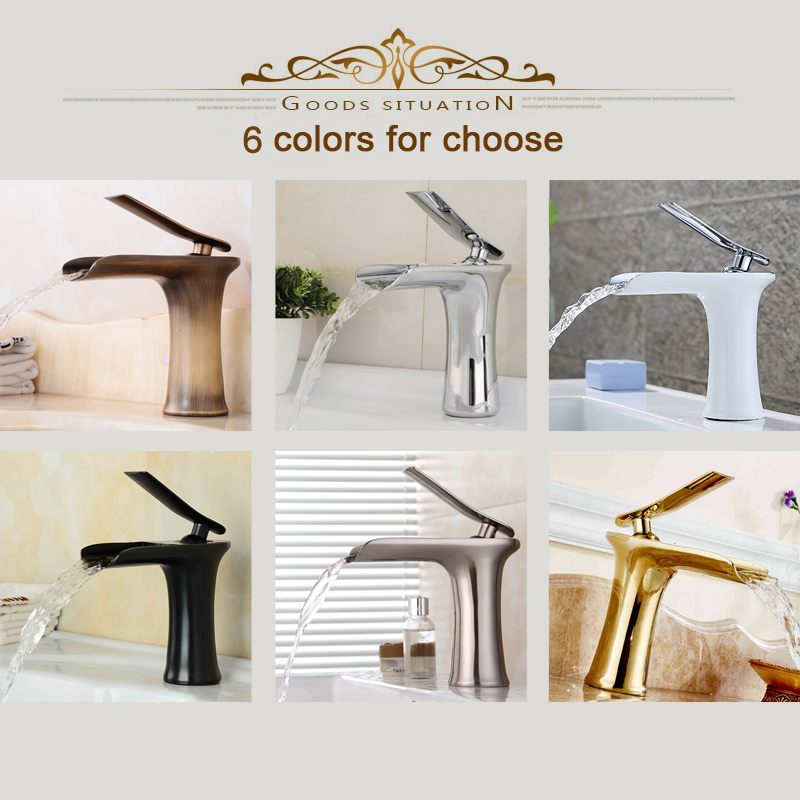 bakala chrome and white color finish waterfall bathroom faucet bathroom basin mixer tap with and cold water511a