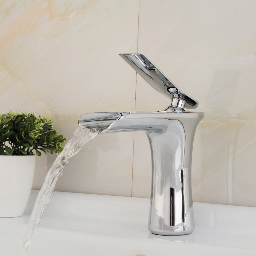 bakala chrome and white color finish waterfall bathroom faucet bathroom basin mixer tap with and cold water511a