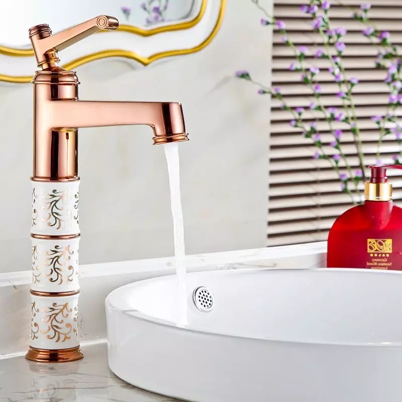 bakala deck mounted brass and ceramic faucet bathroom basin faucet mixer tap rose gold sink faucet bath basin sink faucet b-1041