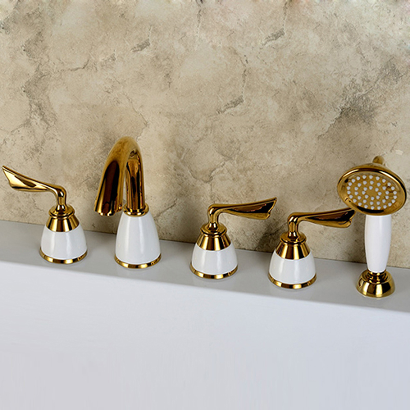 bakala gold bathtub mixer for bath square shower el golden brass bath tub faucet with brass ceramic hand shower gz7105k