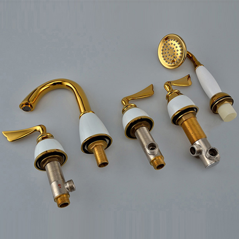 bakala gold bathtub mixer for bath square shower el golden brass bath tub faucet with brass ceramic hand shower gz7105k