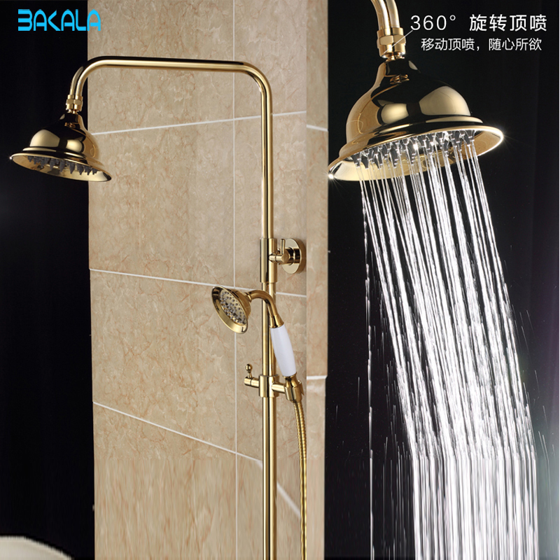 bakala good quality solid brass luxury rainfall golden shower bath set faucets wall mounted shower mixer faucets gz-6012