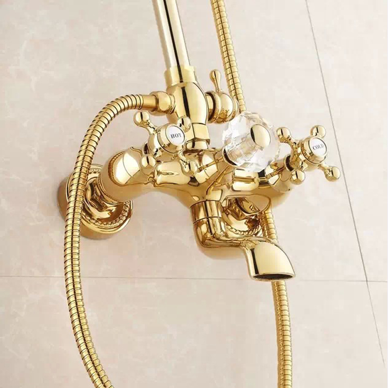 bakala good quality solid brass luxury rainfall golden shower bath set faucets wall mounted shower mixer faucets gz-6012