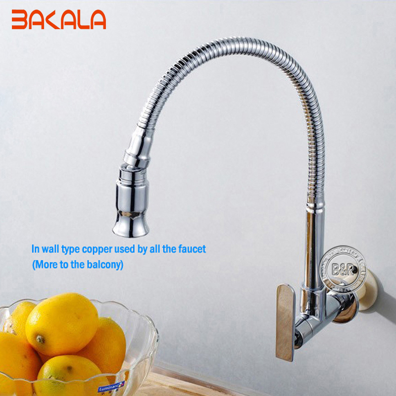 bakala !in wall mounted brass kitchen faucet. fold expansion. diy kitchen sink tap.washing machine faucet 1pcs