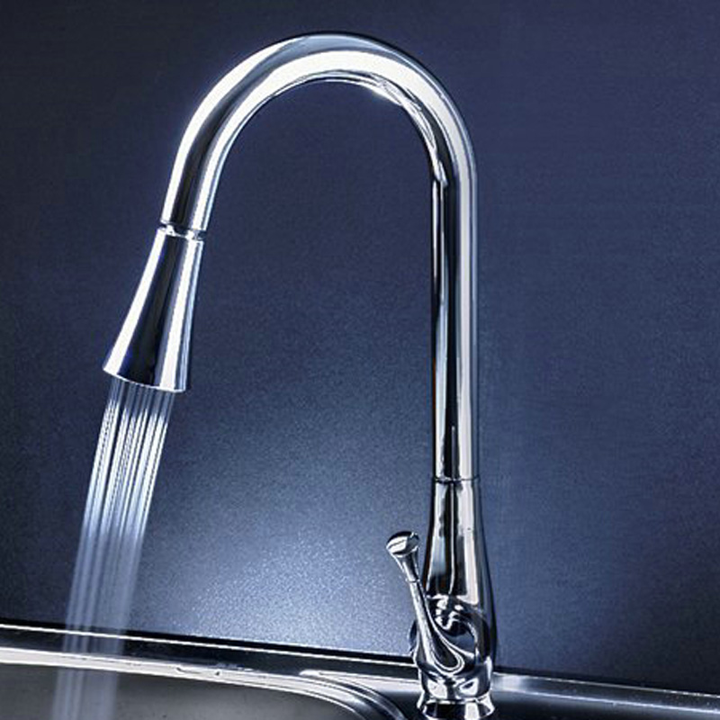 bakala led kitchen faucet pull out sink mixer swivel taps sprayer head pull down faucet a-119