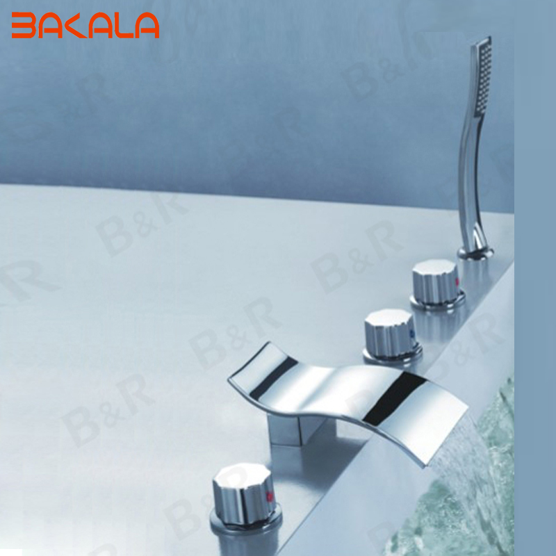 bakala luxury 5 piece set faucet bathroom mixer deck mounted brass bath tub faucet lt-204