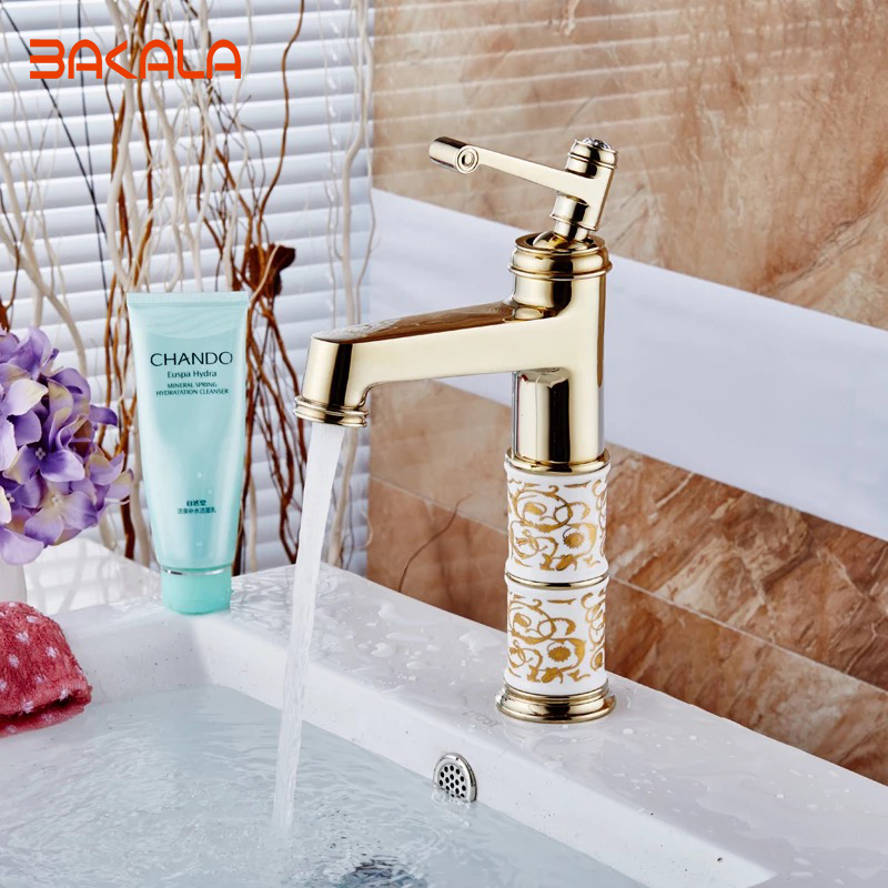 bakala modern bathroom products golden finished and cold water stage basin faucet mixer,single handle 1039m