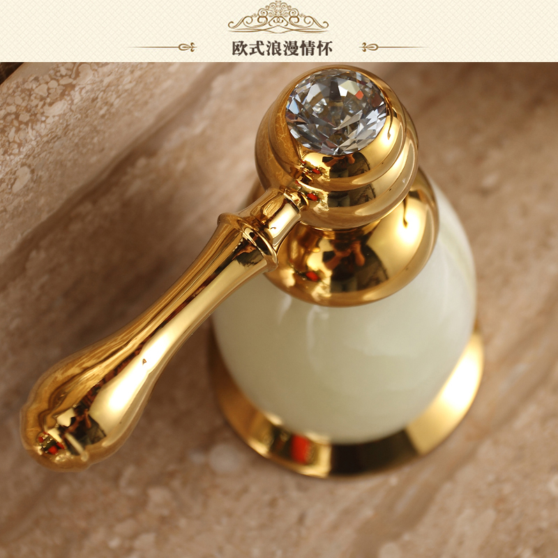 bakala natural jade brass gold 3 holes bathroom taps and cold antique wash basin faucet b-6668