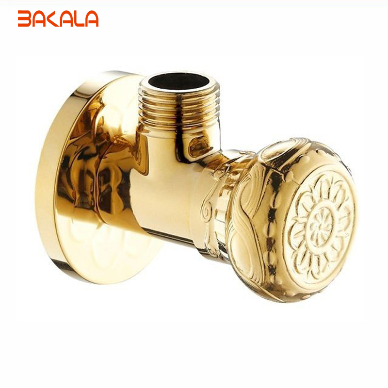 bakala new 1/2"male x 1/2" male brass bathroom angle stop valve gold finish filling valves bathroom gz-0312l