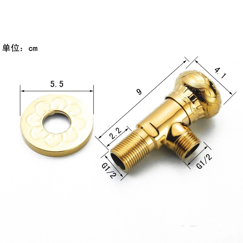 bakala new 1/2"male x 1/2" male brass bathroom angle stop valve gold finish filling valves bathroom gz-0312l