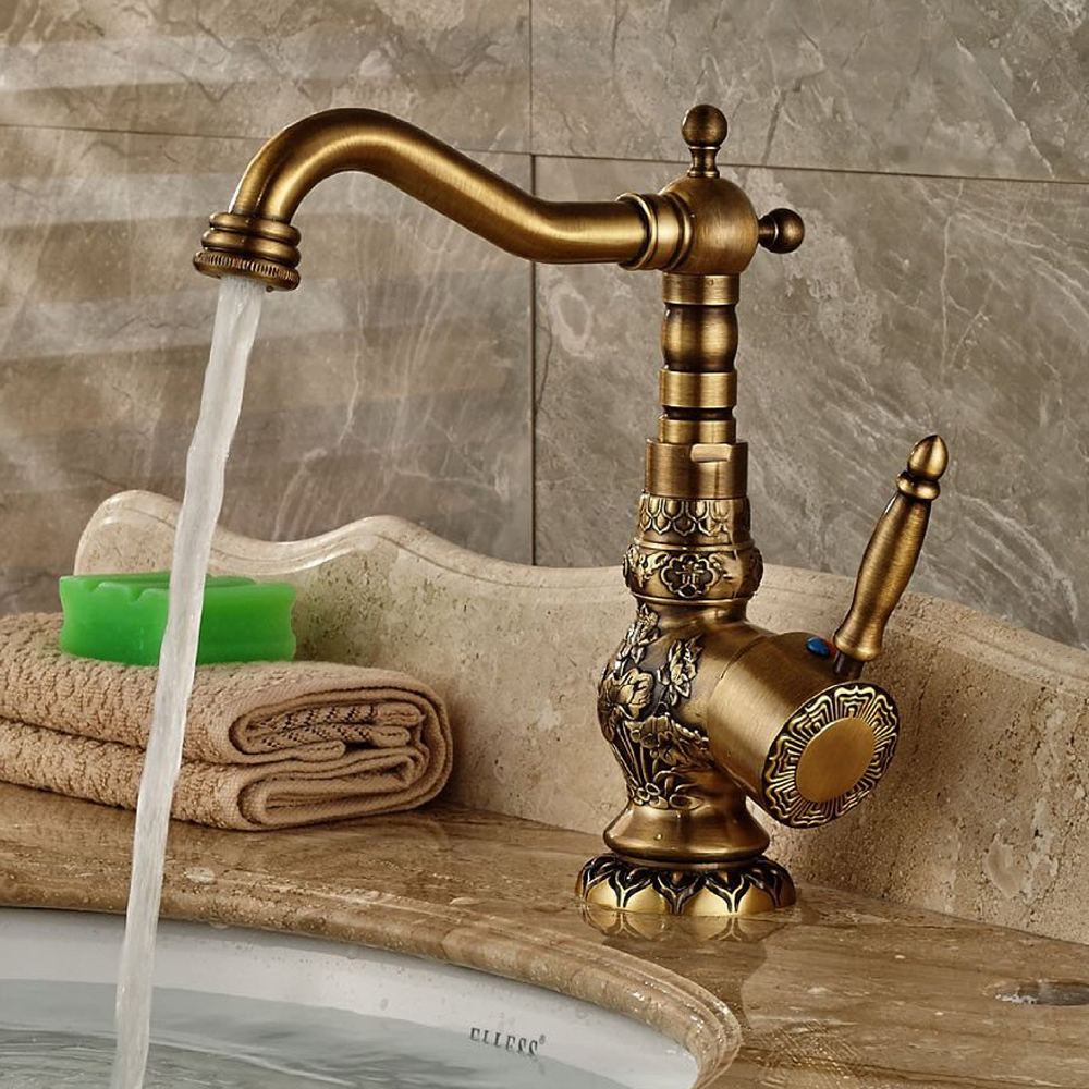 bakala new arrivel deck mounted single handle bathroom sink mixer faucet/crane/ tap antique brass and cold water