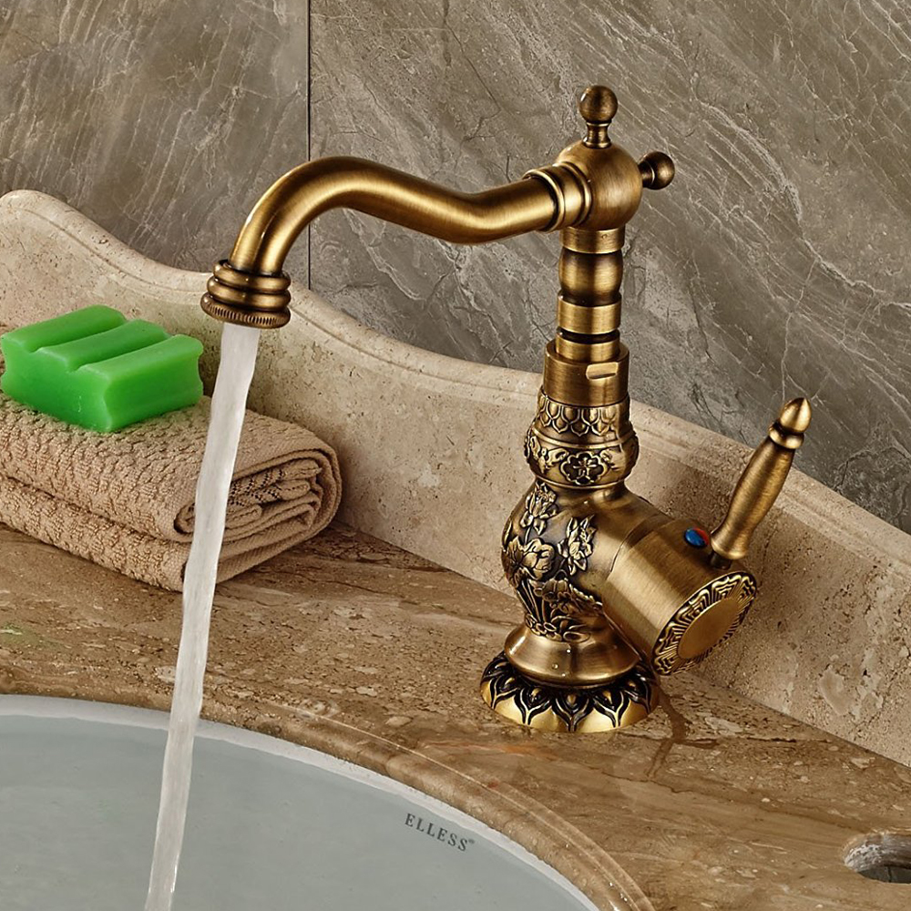 bakala new arrivel deck mounted single handle bathroom sink mixer faucet/crane/ tap antique brass and cold water