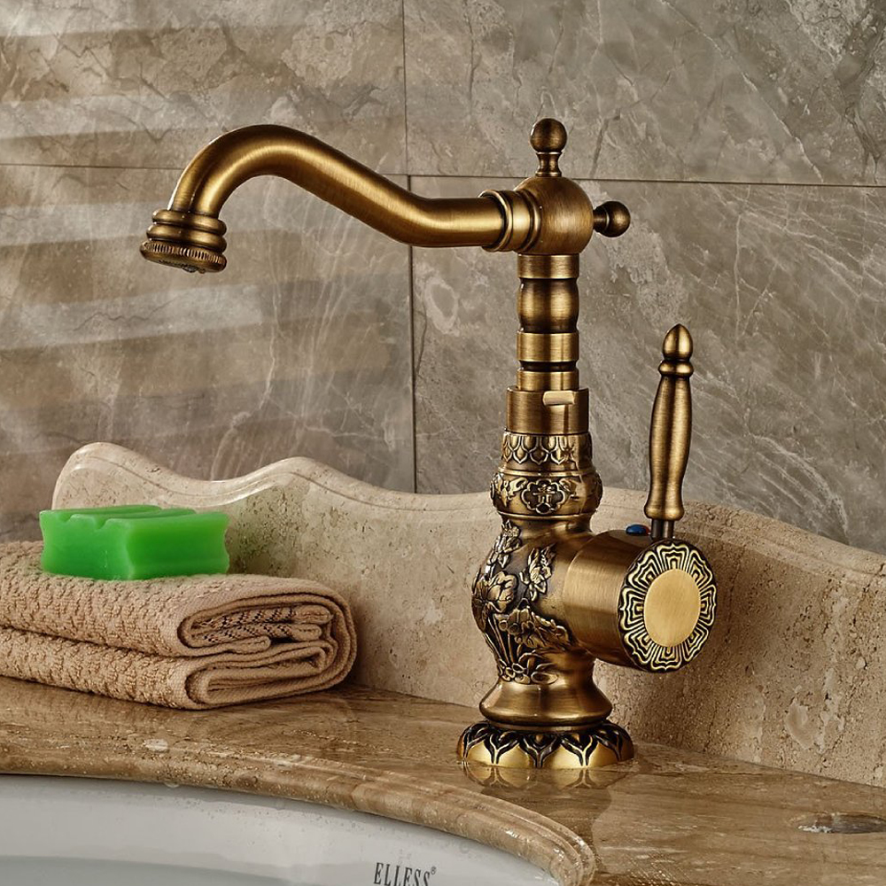 bakala new arrivel deck mounted single handle bathroom sink mixer faucet/crane/ tap antique brass and cold water