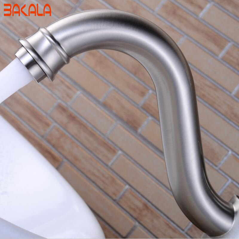 bakala nickle brushed single handle brass centerset bathroom sink faucet nickle basin faucet - whole gz-8018c