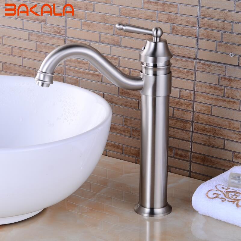 bakala nickle brushed single handle brass centerset bathroom sink faucet nickle basin faucet - whole gz-8018c