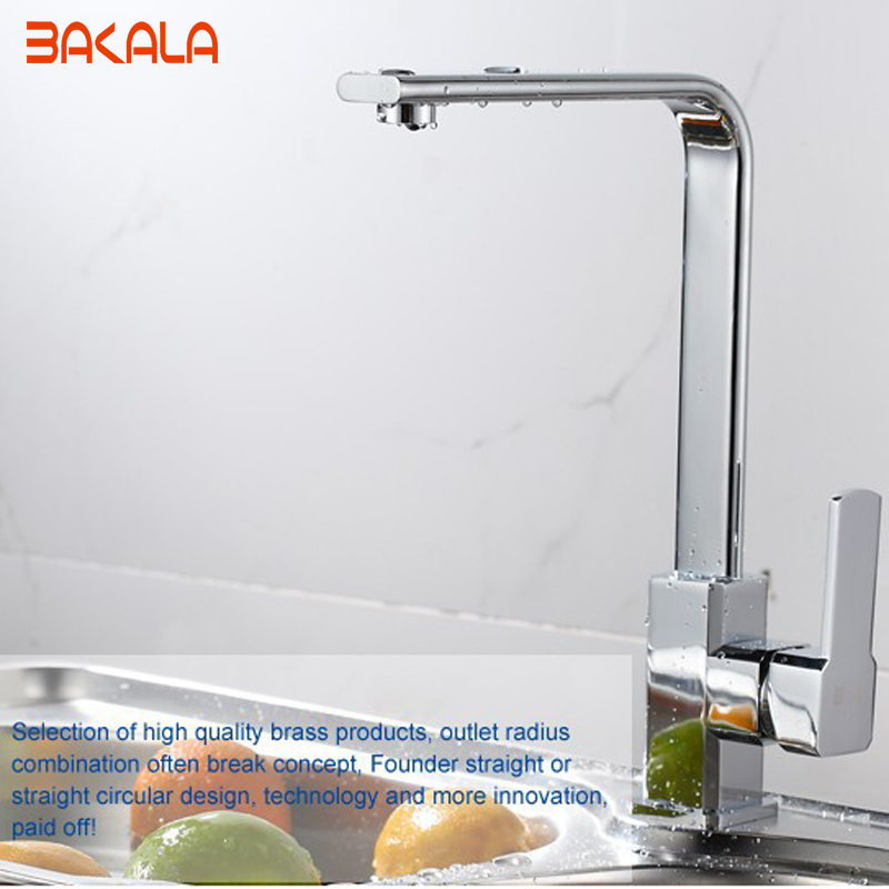 bakala rotating brass kitchen faucets and cold water single holder single hole chrome taps 8002