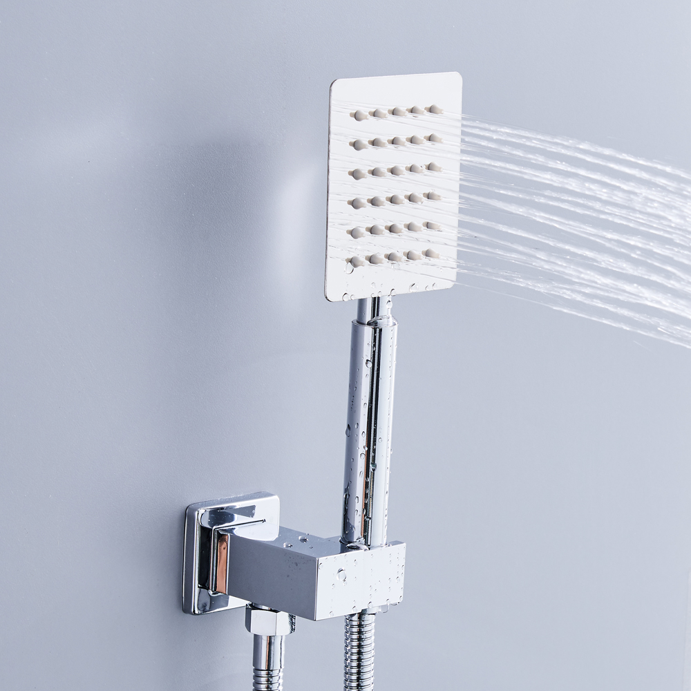 bakala round/square sus304 stainless steel shower head with wall connector &1.5m hoses set water saving handheld sprayer